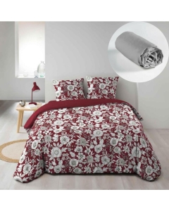 Pack parure de couette 240 x 220 cm Milady + drap housse 140 x 190 x 30 Gris