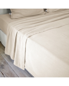 Drap plat 240 x 300 cm flanelle de coton chaude - Candice Sable
