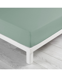 Drap housse 2 personnes 140 x 190 x 30 cm Linette coton lavé  57 fils Sauge