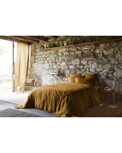 Housse de couette 260 x 240 cm lin lavé soline caramel Marron