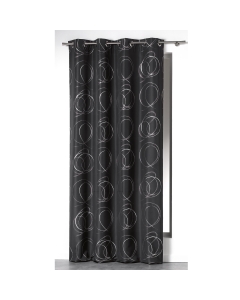 Rideau a oeillets 140 x 260 cm polyester imprime argent bully Anthracite