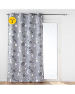 Lot de 2 Rideaux occultant 140 x 260 cm Moonlight Gris