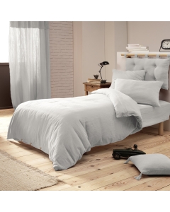 Pack Parure de couette 140x200 cm + Drap housse 90x190 + 1 taie Gaze de coton Bio Gris