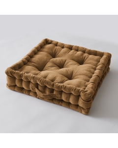Coussin de sol 50 x 50 x 10 cm velours de coton César Camel