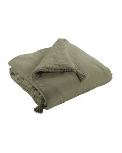 Bout de lit double gaze de coton luxe 90 x 200 cm Gaia Romarin
