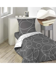 Pack housse de couette réversible 140x200 cm en microfibre Elton+ dh 90x190x30 Blanc