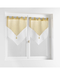 Paire pompon passants 2 x 60 x 120 cm voile double sable duetto Miel/blanc