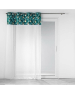 Voilage a oeillets 140 x 240 cm voile sablé + haut velours Clairine Emeraude