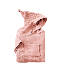 poncho enfant mixte 6/10 ans gaze de coton unie gaïa rose pêche