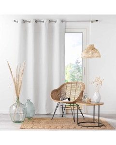 Rideau uni a oeillets 140 x 260 cm microfibre Absolu Blanc