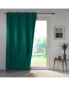 Rideau a oeillets double face 140 x 260 cm 100% occultant/satiné Obscure Emeraude