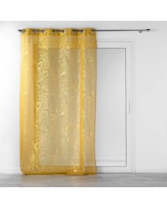 Voilage à oeillets 140 x 240 cm imprimé métallisé Belflor Jaune/Or