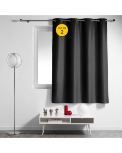 Lot de 2 rideaux spécial petites fenêtres 140 x 180 cm Essentiel Noir