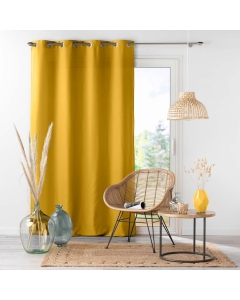 Lot de 4 Rideaux à Œillets - 140 x 260 cm - Microfibre Légère - Moutarde Absolu