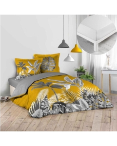 Pack parure de couette 240 x 220 cm Isibelle + drap housse 140 x 190 x 30 Blanc