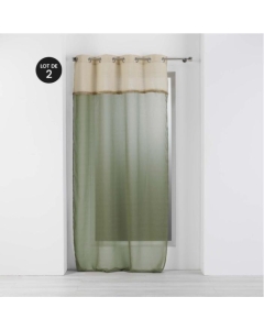 Lot de 2 voilages 140 x 240 cm voile sablé + jute Greenybel Vert