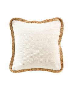 Coussin déhousssable passepoil 45 x 45 cm polycoton +jute Akina Naturel