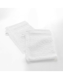 2 gants de toilette 15 x 21 cm eponge unie tendresse Blanc
