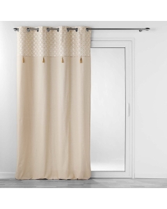 Rideau tamisant en coton 140 x 240 cm + pompons Rafina Or