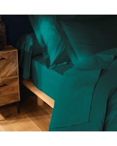 Drap plat 1 pers. 180 x 290 cm coton 57 fils Lina Emeraude