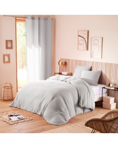 Pack Housse de couette 240 x 220 cm Gaze de coton + drap housse 140x190 Perle