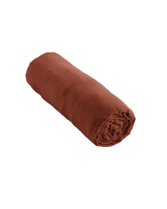 Drap Housse Double Gaze de Coton Terracotta – 200 x 200 cm – Bonnet 30 cm