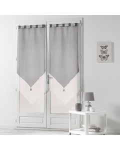 Paire pompon passants 2 x 60 x 160 cm voile bicolore duo Blanc/Gris