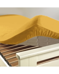 Drap housse 2 personnes 160 x 200 cm uni 57 fils lina Miel