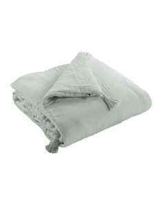 edredon 150 x 150 cm gaze de coton unie gaïa eucalyptus