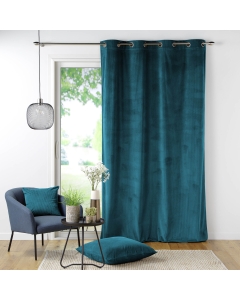Rideau tamisant à oeillets 140 x 260 cm velours côtelé Casual Pétrole