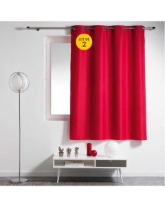 Lot de 2 rideaux spécial petites fenêtres 140 x 180 cm Essentiel Rouge