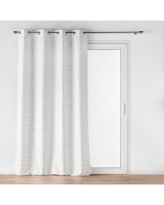 Rideau a oeillets 140 x 260 cm polyester imprime metallisé Louxor Blanc