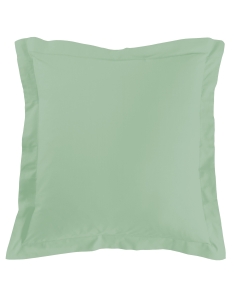 Taie d'oreiller volant plat 63 x 63 cm uni 57 fils lina +point bourdon Tilleul