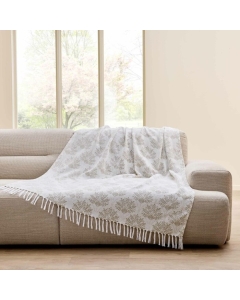 Plaid à franges 125 x 150 cm – Coton/Polyester Imprimé Métallisé Majestia