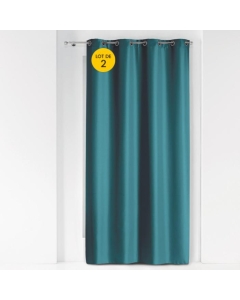 Lot de 2 Rideaux unis oeillets metal 140 x 260 cm polyester uni Essentiel Pétrole