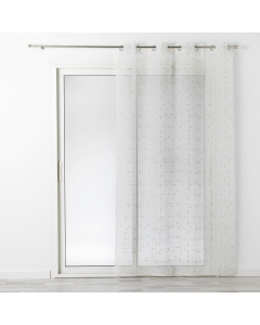 Voilage à oeillets 140 x 240 cm luminette fils metallises dixie Blanc/or