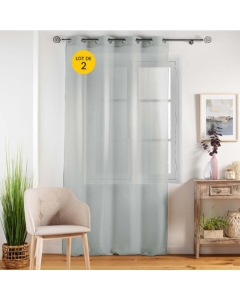 Lot de 2 Voilages unis a oeillets 140 x 240 cm Etamina Gris