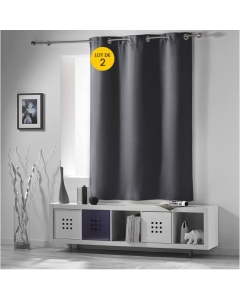 Lot de 2 rideaux occultant petite hauteur 135 x 180 cm occult Ardoise
