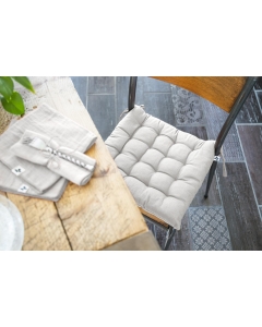 Assise matelassée 38 x 38 cm coton uni kala nuage Gris