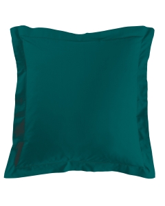 Taie d'oreiller volant plat 63 x 63 cm uni 57 fils lina  +point bourdon Petrole