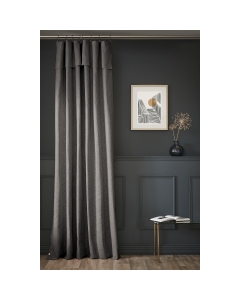 Rideau Ajustable Sixtine Ardoise - 140 x 270 cm - Coton Flammé 8 Anneaux Pince