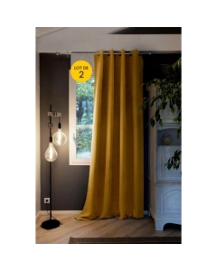 Lot de 2 Rideaux luxe occultant + isolant phonique polaire L140 x H260 cm Inuit Moutarde