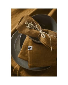Lot de 3 serviettes lin lavé 40 x 40 cm soline caramel Marron