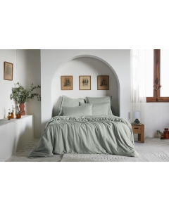 Housse de Couette 240 x 220 cm - Satin d’Eucalyptus Uni Lysandre Lichen
