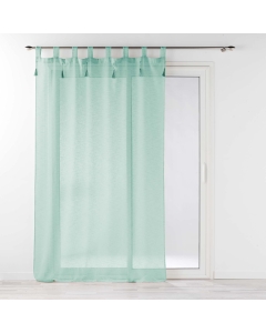 Voilage à passants + pompons 140 x 240 cm polyester effet lin Dalila Sauge