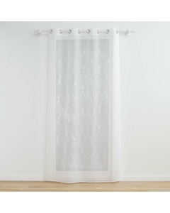 Voilage a oeillets 140 x 240 cm voile sablé brodé Galactee Blanc