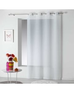 Panneau a oeillets 140 x 240 cm voile sable top pompons poupette Blanc