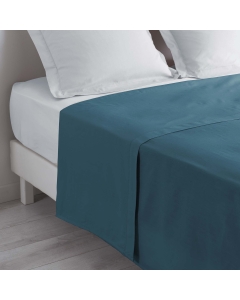 Drap plat lit 2 personnes 240 x 300 cm 100% coton 57 fils couleur Bleu nuit