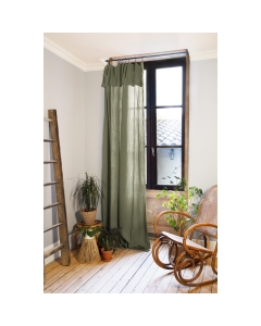 Rideau ajustable + 8 anneaux pince gaze de coton luxe 140 x 300 cm Gaia Romarin
