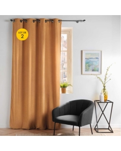 Lot de 2 Rideau tamisant 135 x 260 cm velours uni Novana Miel